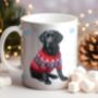 Personalised Black Labrador In Christmas Jumper Mug, thumbnail 1 of 2
