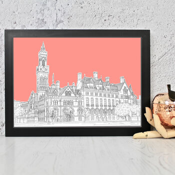 Bradford City Hall Architectural Drawing Print, 6 of 10