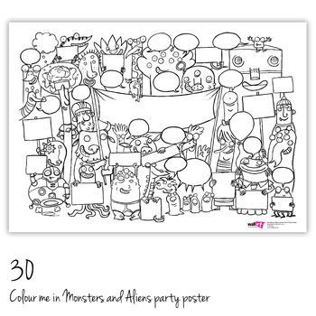 Monsters And Aliens Colour Me In Party Poster, 6 of 10