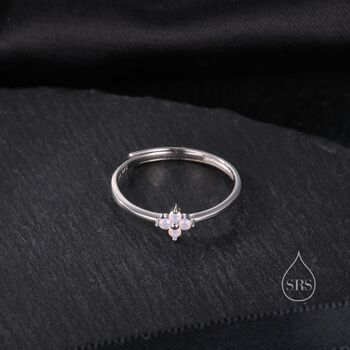 Pink Hydrangea Cz Flower Minimalist Ring, 5 of 10