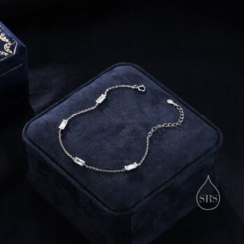 Baguette Cz Satellite Bracelet In Sterling Silver, 3 of 12