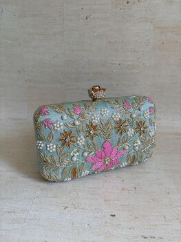 Floral Mint Green Clutch Bag, 9 of 12