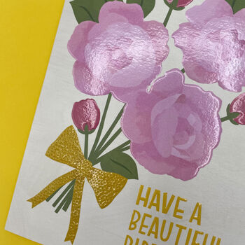 Soft Pink Roses 'Have A Beautiful Birthday' Card, 2 of 2