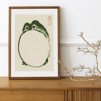 Japanese Woodcut Grumpy Frog Prints, 4 of 5