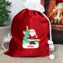Personalised Santa Luxury Pom Pom Red Sack, thumbnail 2 of 3