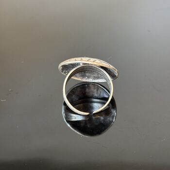 Aztec Pattern Silver Disc Adjustable Ring, 8 of 10