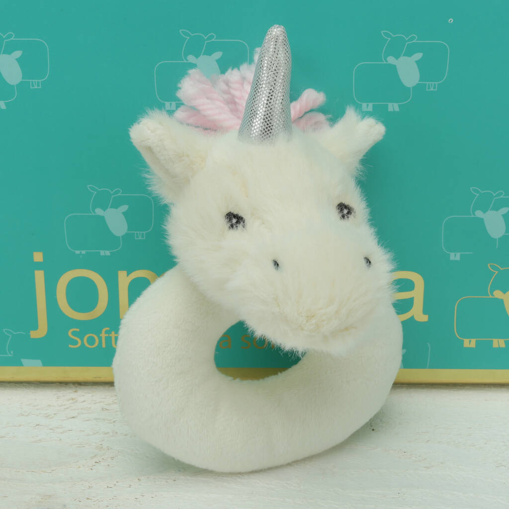 Unicorn Personalised Baby Rattle, From Birth, Boxed By Jomanda Soft