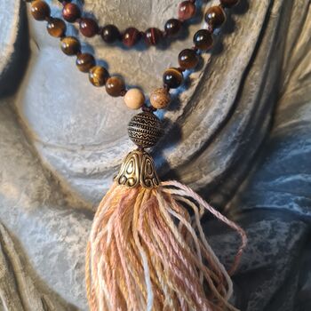 Tigers Eye Crystal Mala Bead Necklace With Tassel, 2 of 11