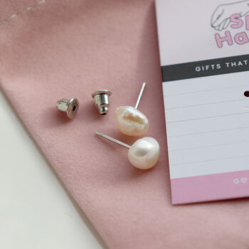 Freshwater Pearl Sterling Silver Stud Earrings, 3 of 7