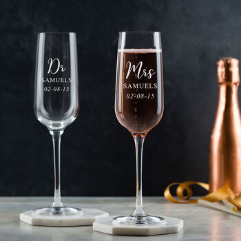 Personalised Engraved Champagne Flute Wedding Party Gift, 4 of 6