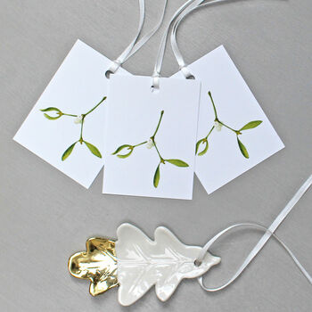 Christmas Gift Tags With Mistletoe Illustration, 2 of 4