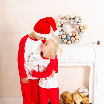 Personalised Christmas Family Matching Pyjamas Nordic Wreath, 11 of 12