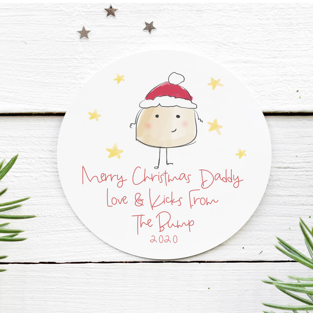 Merry Christmas Daddy Love The Bump Ceramic Coaster By Parsy Card Co Notonthehighstreet Com