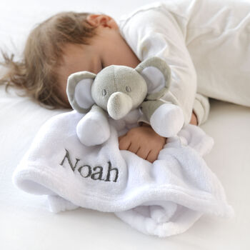 Personalised Reversible Grey And White Elephant Blanket, 5 of 12