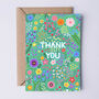 Floral Thank You Card For Women, Teal Flowers, For Her, thumbnail 1 of 2