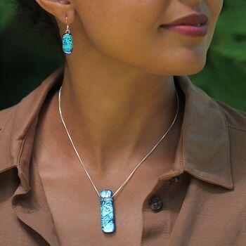 Ice Blue Glass Sterling Silver Necklace, 4 of 12