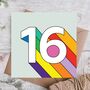16th Colourful Birthday Card, thumbnail 1 of 3