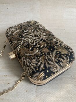 Black Handcrafted Rectangular Clutch Bag, 8 of 9