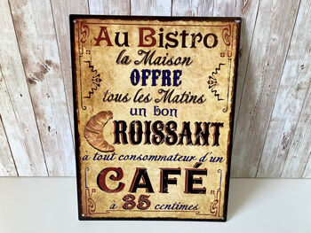 33cm French Bistro Café Sign Metal Wall Plaque, 2 of 7