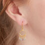 Multi Coloured Sapphire Briollette Hoop Drop Earrings, thumbnail 4 of 10