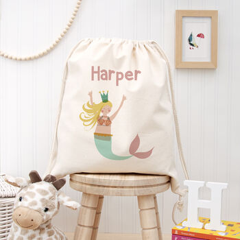 Personalised Mermaid Cotton Nursery Bag, 2 of 6