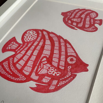 A5 Ink Illustration Of Two Royal Angelfish, 2 of 5