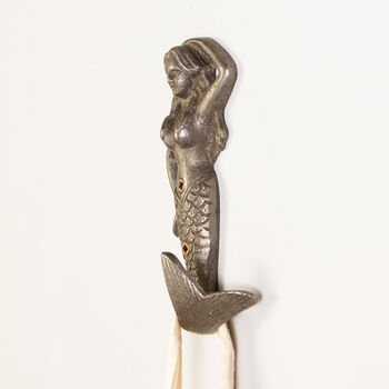 Mermaid Coat Hook Cast Antique Iron Wall Mounted, 4 of 4