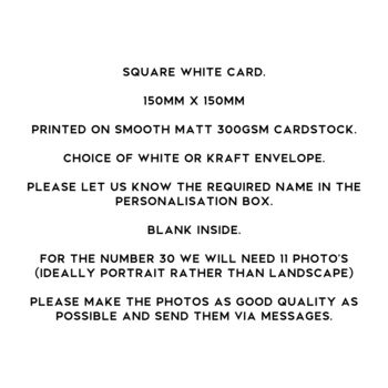 Personalised 30th Birthday Photo Collage Card, 8 of 8