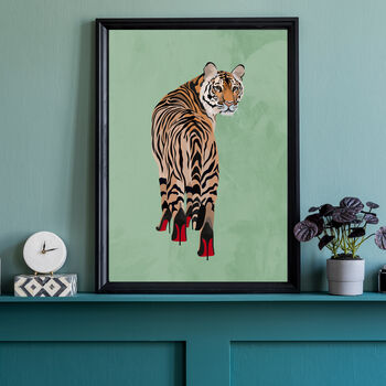 Custom Personalised Tiger In Heels Art Print, 8 of 9