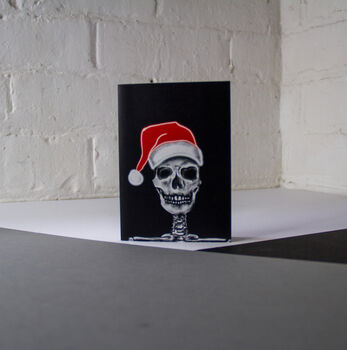 Neon Skull Santa Gothic Christmas Card, 2 of 3