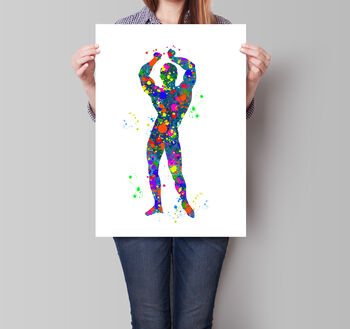 Set Of Four Bodybuilder Color Splash Print, 4 of 6