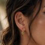 Guiding North Star Birthstone Gold Plated Hoop Earrings Emerald, Sapphire Or Rhodolite, thumbnail 1 of 11