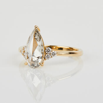 Elongated Pear Salt And Pepper Diamond Engagement Ring, 2 of 8