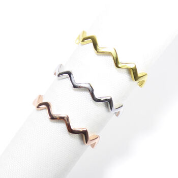 Zigzag Stacking Rings, Rose Or Gold Vermeil 925 Silver, 5 of 10