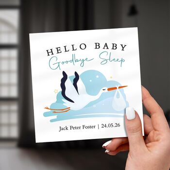 New Baby Card Funny Personalised, Stork Design, 6 of 7