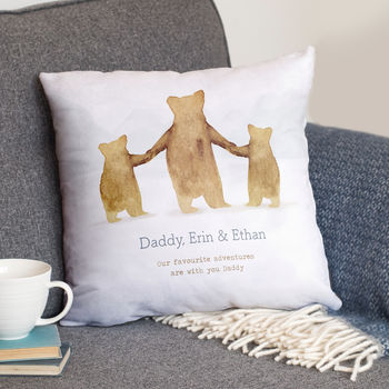Personalised Father And Child Bear Cushion Gift For Dad, 4 of 10