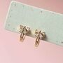 Crystal Bow Huggie Hoop Earrings, thumbnail 4 of 5