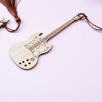 Personalised Mens Wooden Electric Guitar Bookmark, 7 of 11