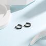 Black Cz Starburst Huggie Hoop Earrings, thumbnail 2 of 10