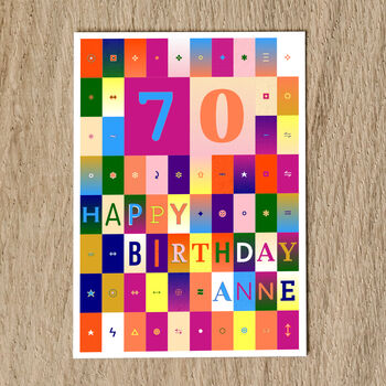 Personalised 70th Birthday Card Age And Name, 4 of 10