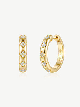 Gold Or Silver Moissanite Flower Hoop Earrings, 5 of 7