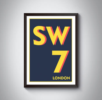 Sw7 West Kensington London Postcode Print, 4 of 8