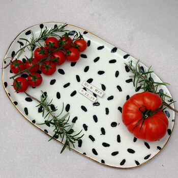 Personalised Polka Dot Ceramic Oval Platter, 2 of 3