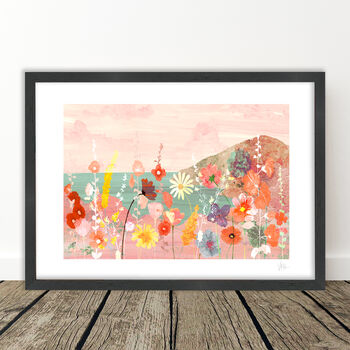 Coastal Pink Flower Landscape Print, 7 of 8