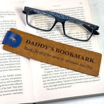 Personalised Message Leather Bookmark For Dad On Father's Day, 2 of 7