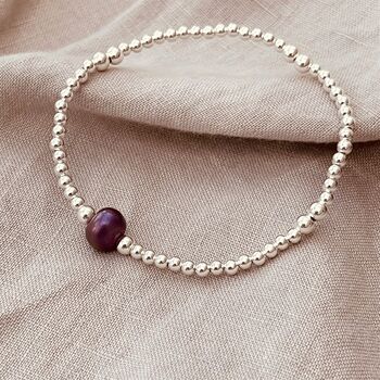 Sterling Silver Purple Freshwater Pearl Bracelet, 4 of 5