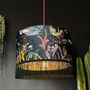 Fringed Velvet Lampshade Lining In Wild Wood Green, thumbnail 2 of 5