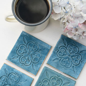 Moroccan Style Teal Coaster, 6 of 8