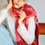 Letters Motif 100% Wool Scarf In Coral Red, thumbnail 3 of 6