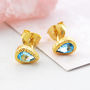 Blue Topaz November Birthstone Gold Plated Earrings, thumbnail 1 of 4